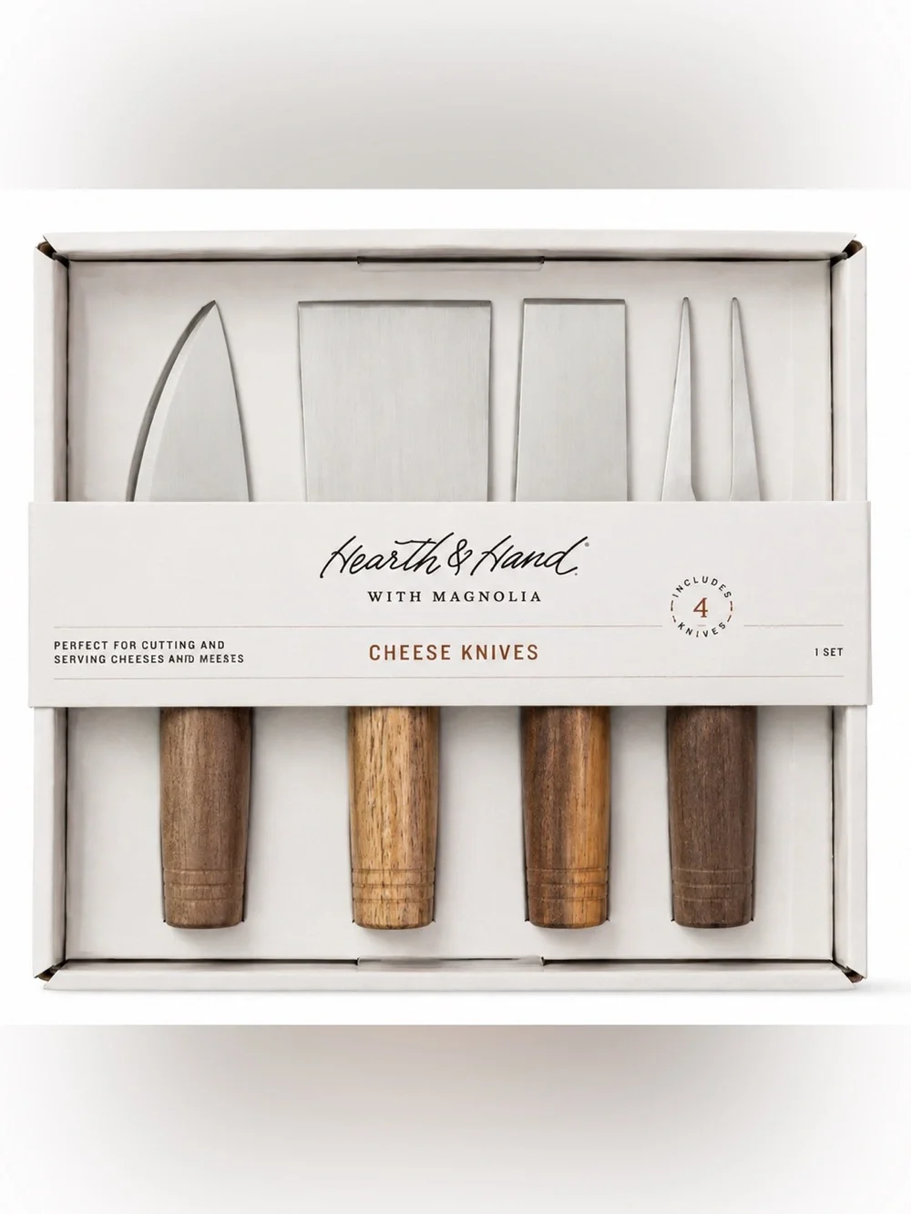 Hearth & Hand with Magnolia Target Set of 4 Cheese Knives Wood Handles BRAND NEW
